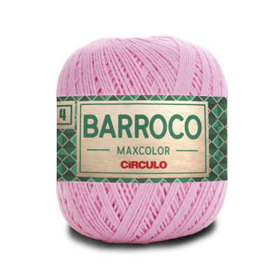 Novelo de fio de algodão rosa claro com etiqueta Verde e Creme com escrita