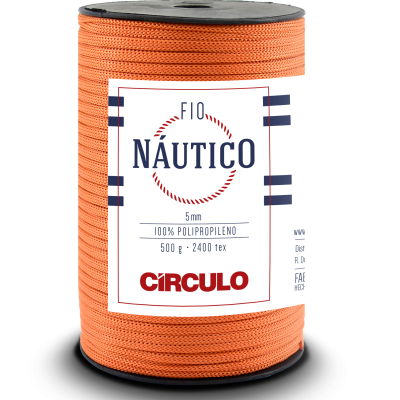 Rolo de fio náutico laranja da marca Círculo com etiqueta