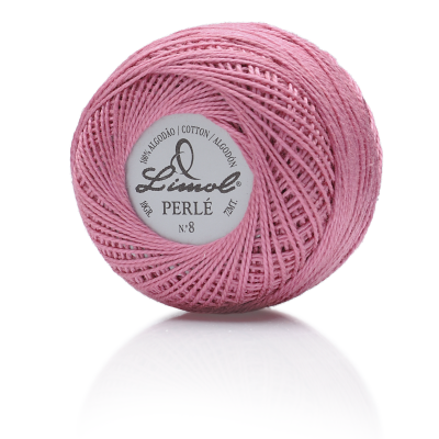 Rolo de fio de algodão rosa Linrol Perlé N.º 8