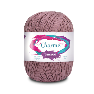 Novelo de fio Charme da Círculo cor rosa com etiqueta colorida