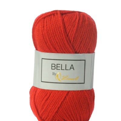 Novelo de lã vermelha com etiqueta branca e texto