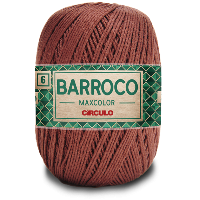 Novelo de linha castanho BARROCO MAXCOLOR CÍRCULO com rótulo verde