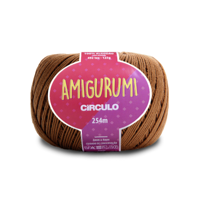 Novelo de fio castanho Amigurumi Círculo em fundo branco