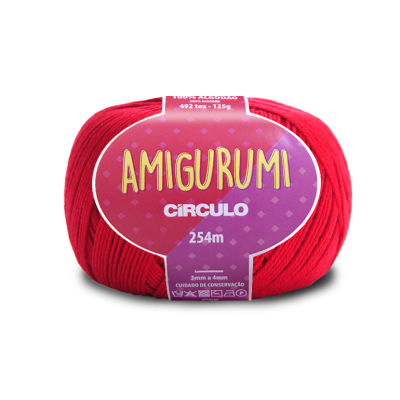 Novelo de fio vermelho Amigurumi Circulo 254m em fundo preto