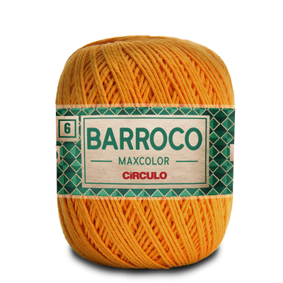 Novelo de linha laranja com etiqueta BARROCO MAXCOLOR CÍRCULO