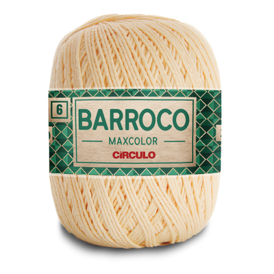 Novelo de fio de algodão creme com etiqueta verde e bege