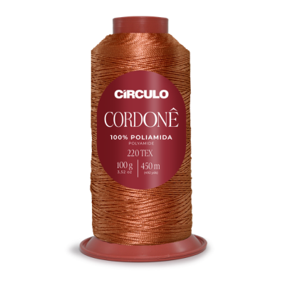 Cone de linha CIRCULO CORDONÊ cor cobre em suporte plástico vermelho