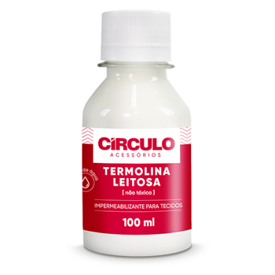 frasco branco de termolina leitosa impermeabilizante para tecidos com rótulo vermelho e branco