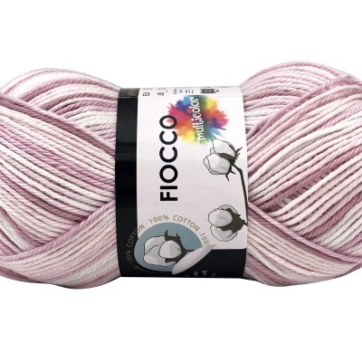 Novelo de fio de algodão com cores rosa e branco da marca FIOCCO