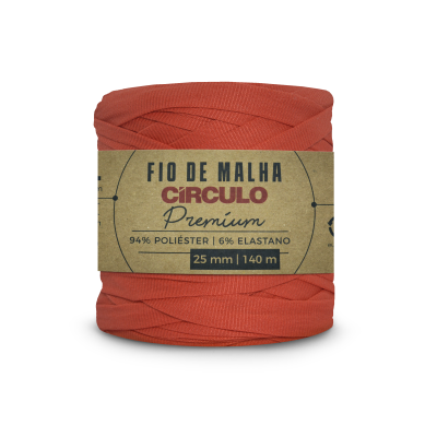 Fio de malha laranja Círculo Premium com rótulo de papel kraft