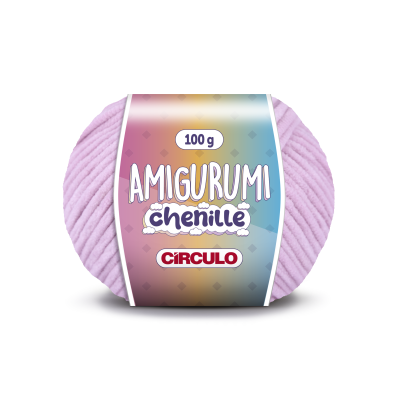 Rolo de fio chenille cor de rosa claro com etiqueta colorida