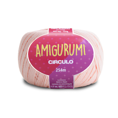 Novelo de fio de algodão cor rosa claro para Amigurumi com etiqueta roxa