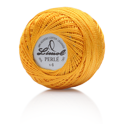 Novelo de linha de algodão amarelo Limol PERLÉ Nº 8