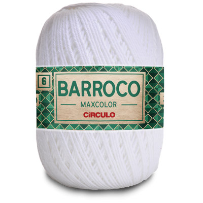 Novelo de linha branca da marca Círculo com etiqueta verde