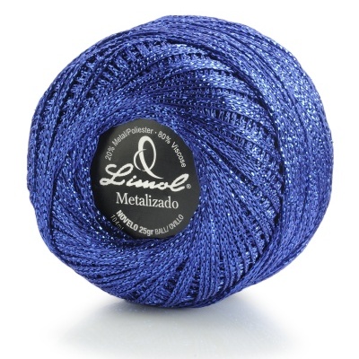 Novelo de linha metálica azul Linool Metalizado