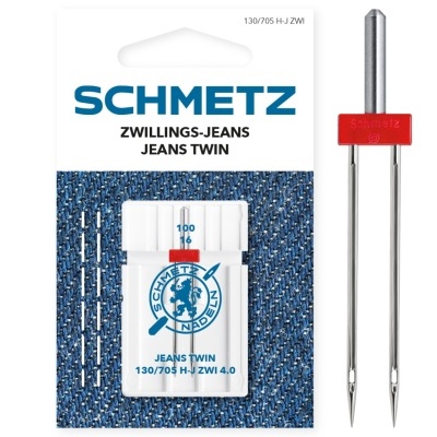 Agulha dupla para máquina de costura com embalagem Schmetz Jeans Twin