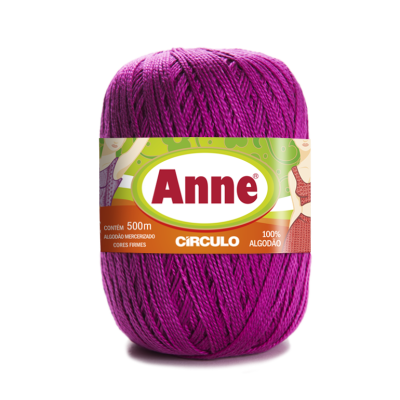 Novelo de linha de algodão roxa com etiqueta Anne Círculo