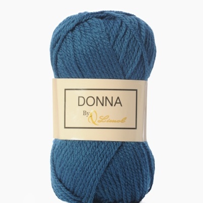 Novelo de lã azul com etiqueta DONNA By Lanasol
