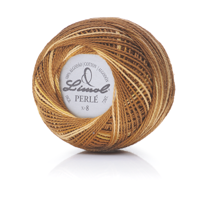Rolo de linha de algodão Linel Perlé Nº 8 castanho e bege