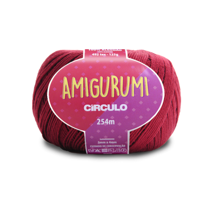 Novelo de fio vermelho escuro para tricot AMIGURUMI da marca CÍRCULO