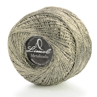 Novelo de fio metálico Limol Metalizado prata com etiqueta preta