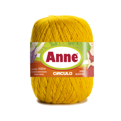 Novelo de fio amarelo Anne da Círculo 100% algodão