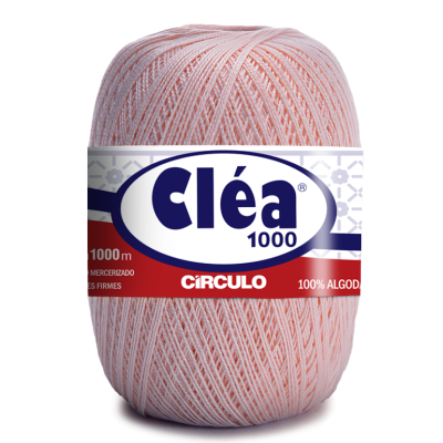 Novelo de linha de algodão rosa claro Cléa 1000 da marca Círculo com rótulo colorido