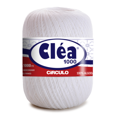 Novelo de fio branco para tricô ou crochê Cléa 1000 Circulo 100% algodão