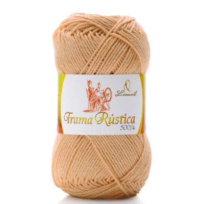 Novelo de fio trama rústica bege claro com etiqueta