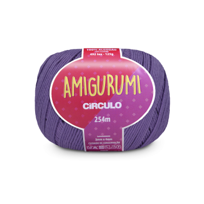 Novelo de fio de algodão roxo Amigurumi Círculo com rótulo vermelho e roxo