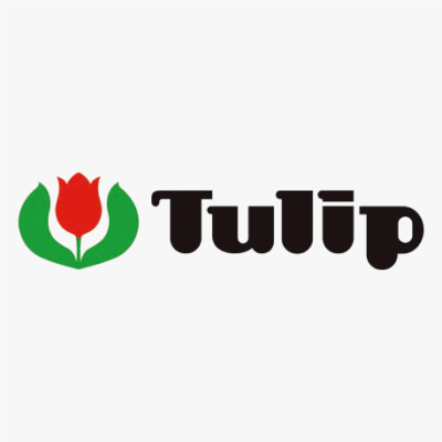 Logótipo com uma tulipa vermelha e a palavra 'Tulip'