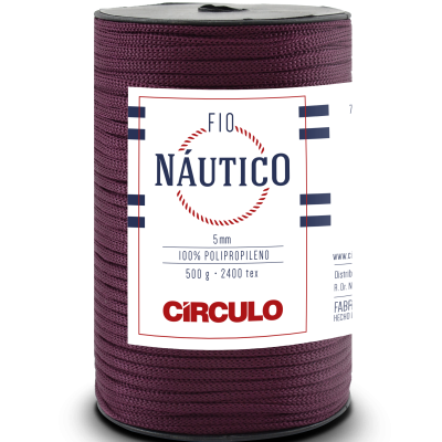 Rolo de fio náutico roxo escuro com etiqueta branca da marca Círculo