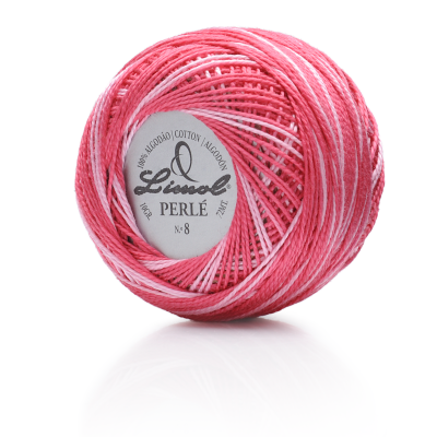 Rolo de linha de algodão Perlé rosa e branco da marca Linol