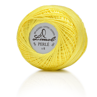 Novelo de fio amarelo claro em algodão 100% Limol Perlé Nº 8