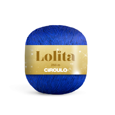 Novelo de fio azul Lolita CÍRCULO com embalagem dourada