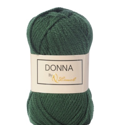 Novelo de lã verde escura com etiqueta DONNA By Silwal