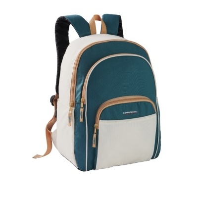 Mochila azul, branca e bege CAMPINGAZ com bolsos e alças