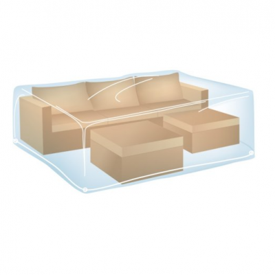 Capa protetora transparente para sofá com almofadas e pufes