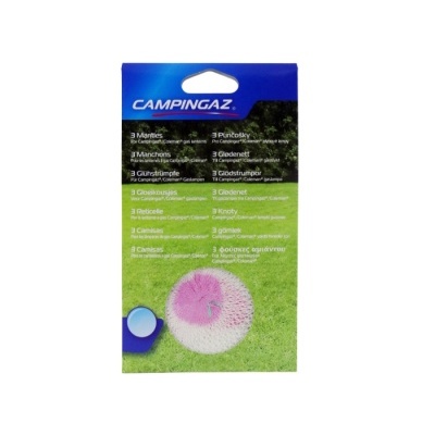 Embalagem azul e verde CAMPINGAZ com anilhas brancas e rosa