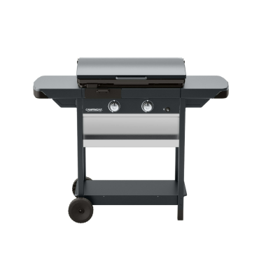 Grelhador a gás Urbano aço inoxidável e preto com rodas