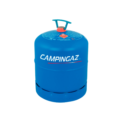 Botija de gás azul com marca CAMPINGAZ