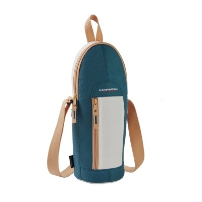 Mochila CAMPINGAZ azul turquesa e bege com fechos dourados