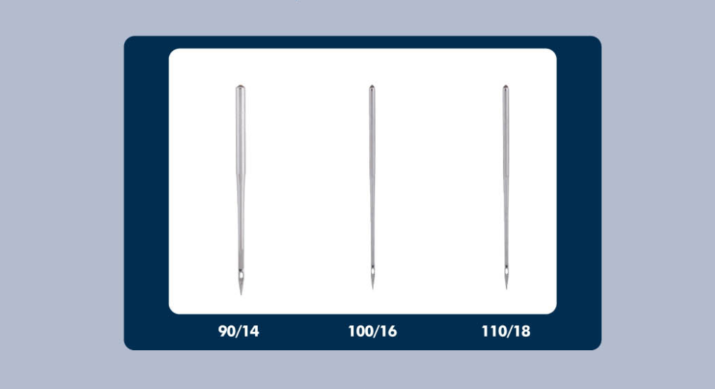 Agulhas para máquina de costura COSE - cabo fino para jeans Três agulhas de costura com números 90/14, 100/16 e 110/18