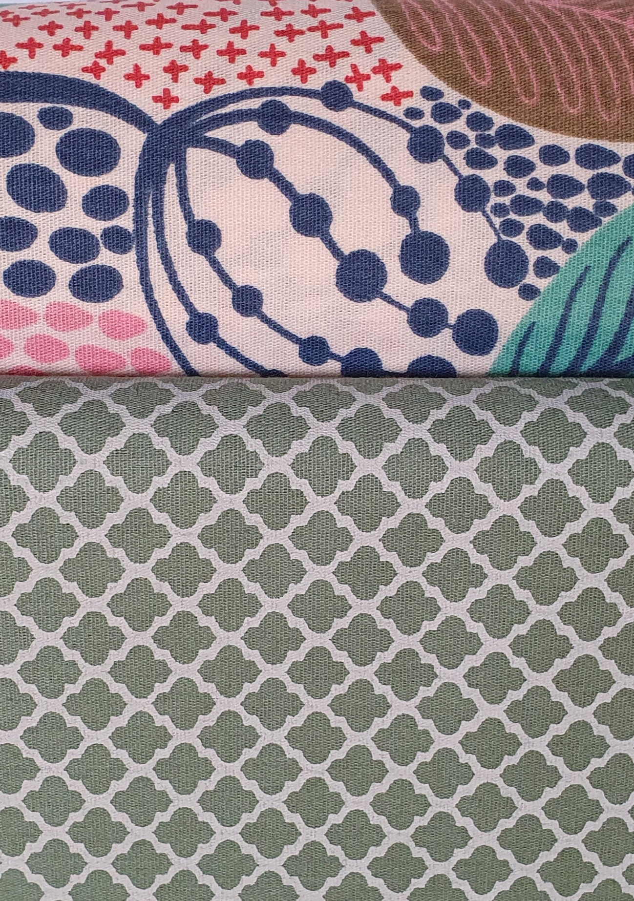 Contemporâneo 2 tecidos com padrões abstrato e geométrico em diversas cores