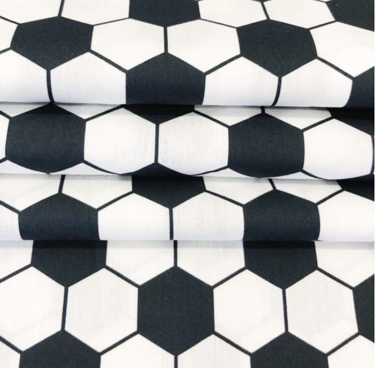 Tecido bola de futebol Tecido branco com padrão de hexágonos pretos