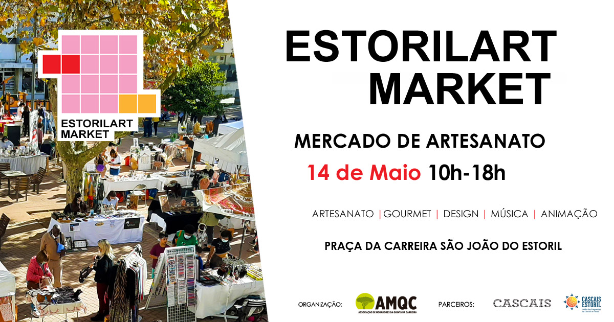 Cartaz informativo do Estorilart Market com datas e local