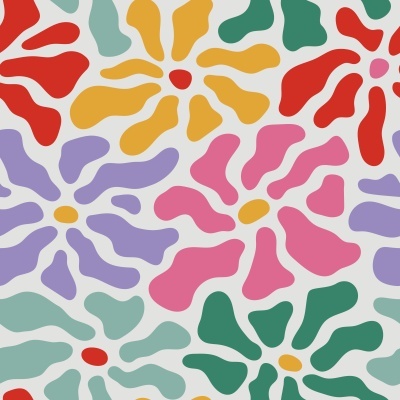 Padrão floral abstrato colorido sobre fundo branco