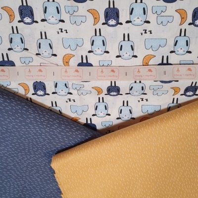 Tecido patchwork coelhos azul laranja nuvens régua patchwork rosa tecidos azul escuro mostarda