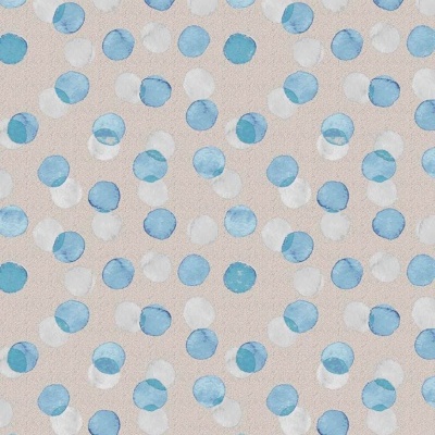 Pano bege com bolinhas azuis e brancas aquareladas
