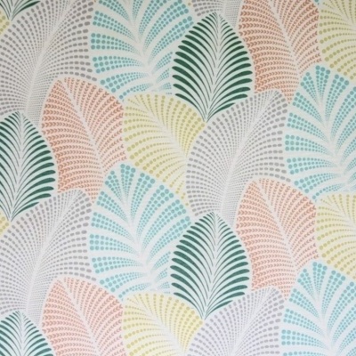 tecido com padrão repetitivo de folhas coloridas